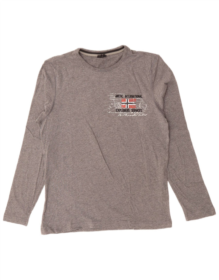 Top gráfico masculino NAPAPIJRI manga comprida cinza médio