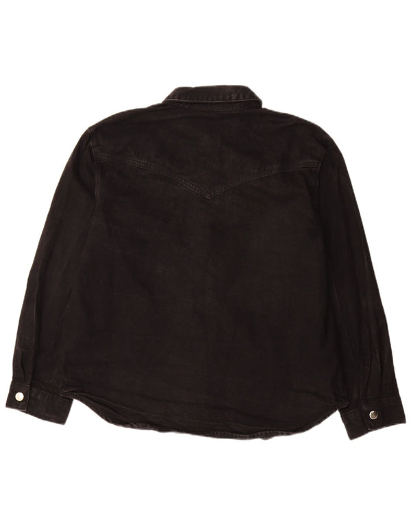 Camisa jeans oversized feminina Zara Reino Unido 10 pequeno algodão preto