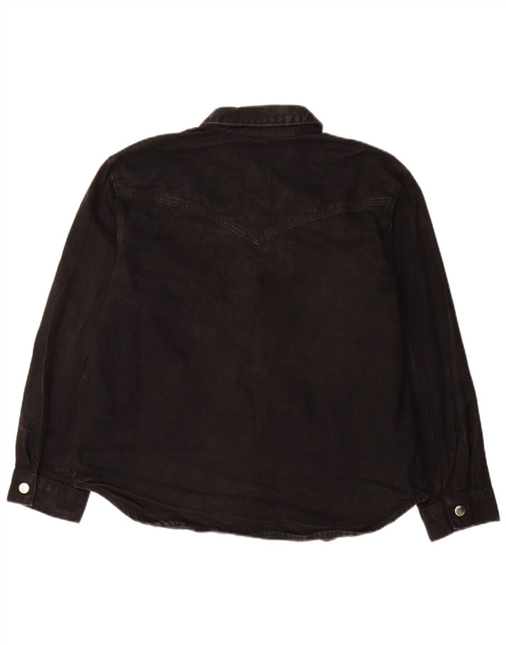 Camisa jeans oversized feminina Zara Reino Unido 10 pequeno algodão preto