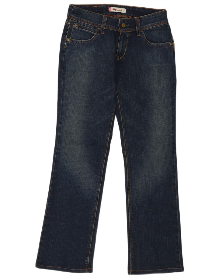 Levi's feminino 570 jeans retos W28 L29 algodão azul