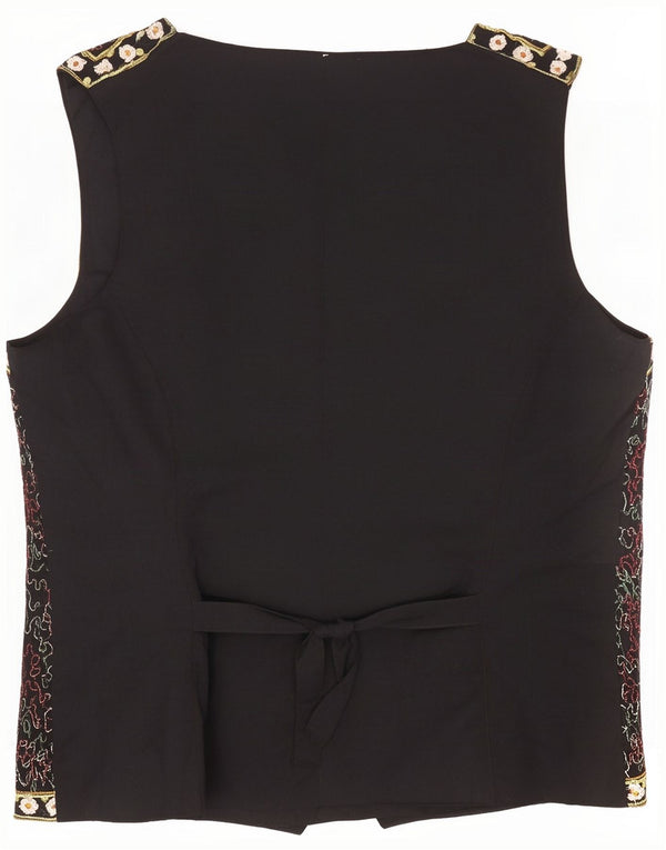 Colete vintage para meninas 13-14 anos preto paisley viscose
