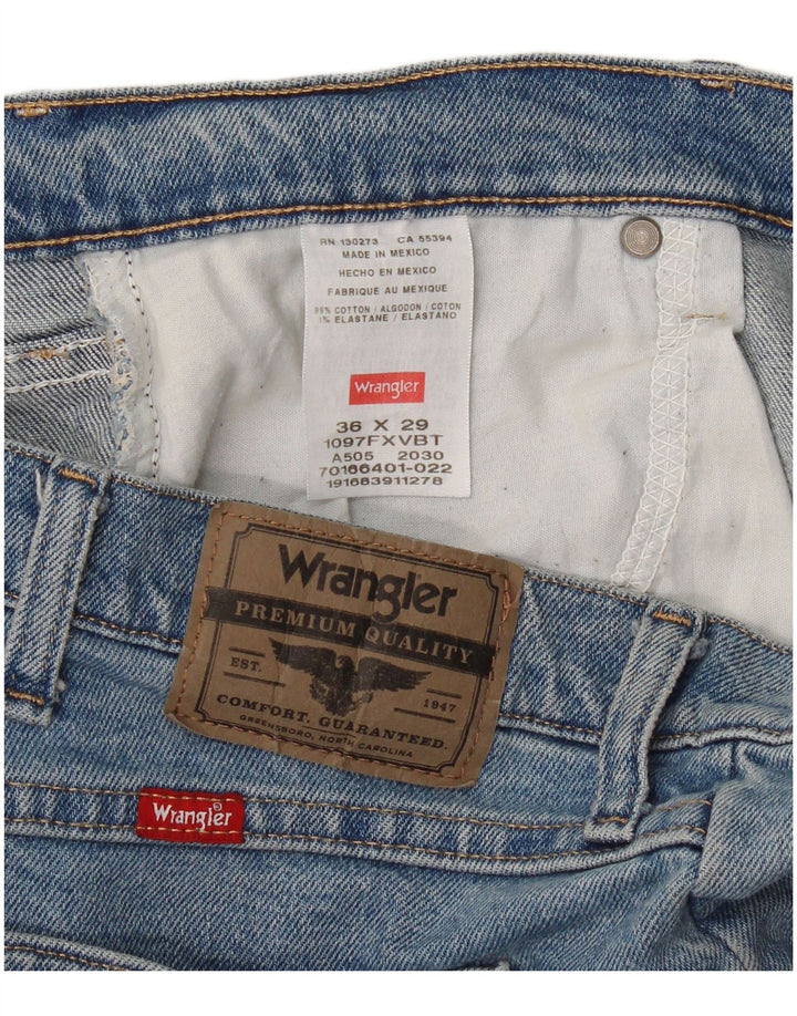 Wrangler Mens Straight Jeans W36 L29 Azul Algodão