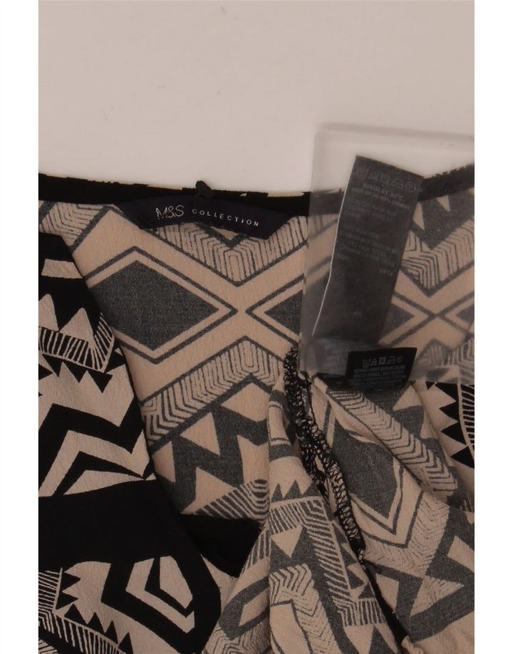 Blusa feminina Marks & Spencer UK 16 grande viscose geométrica preta