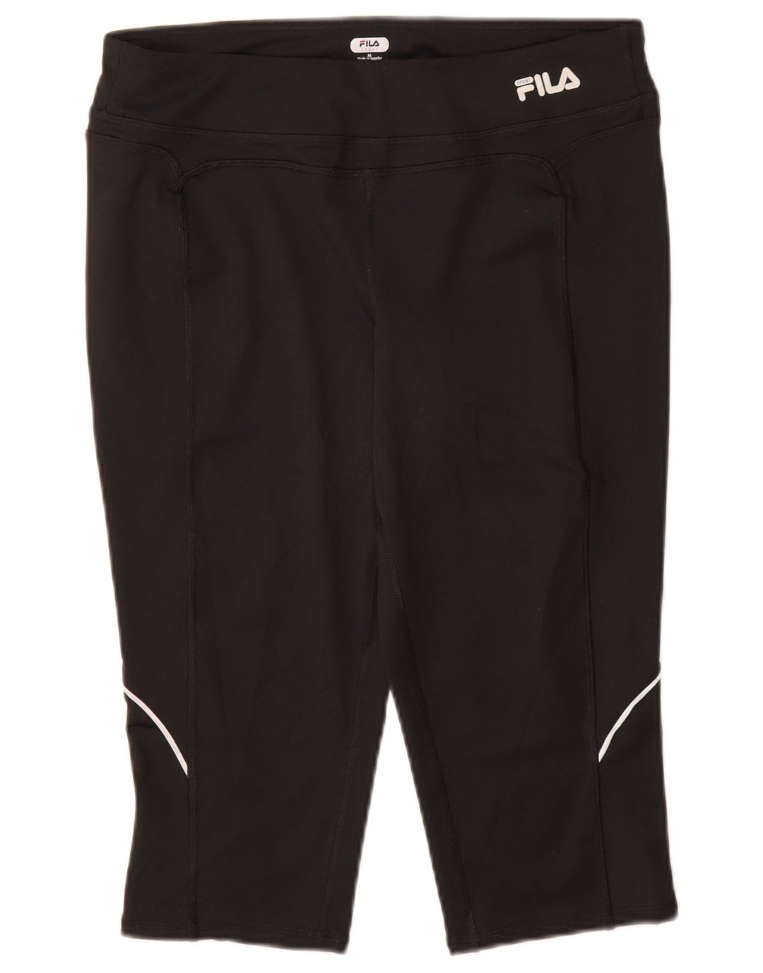 FILA Womens Capri Leggings UK 14 Médio Preto Poliéster