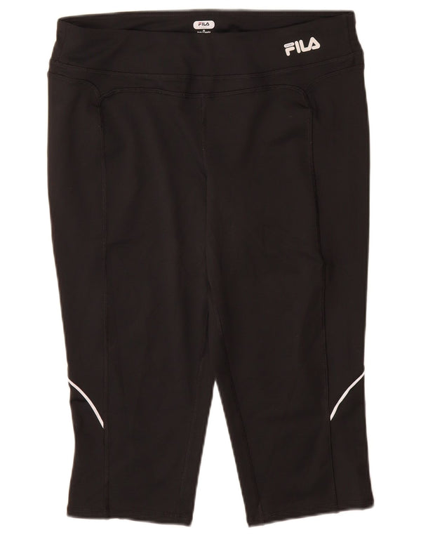 FILA Womens Capri Leggings UK 14 Médio Preto Poliéster