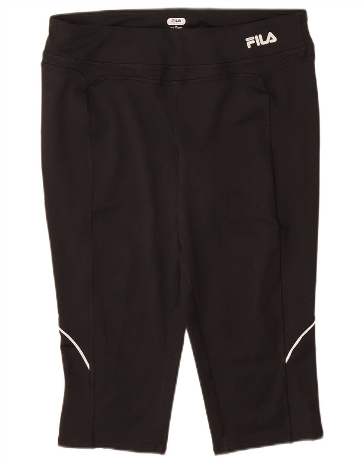 FILA Womens Capri Leggings UK 14 Médio Preto Poliéster