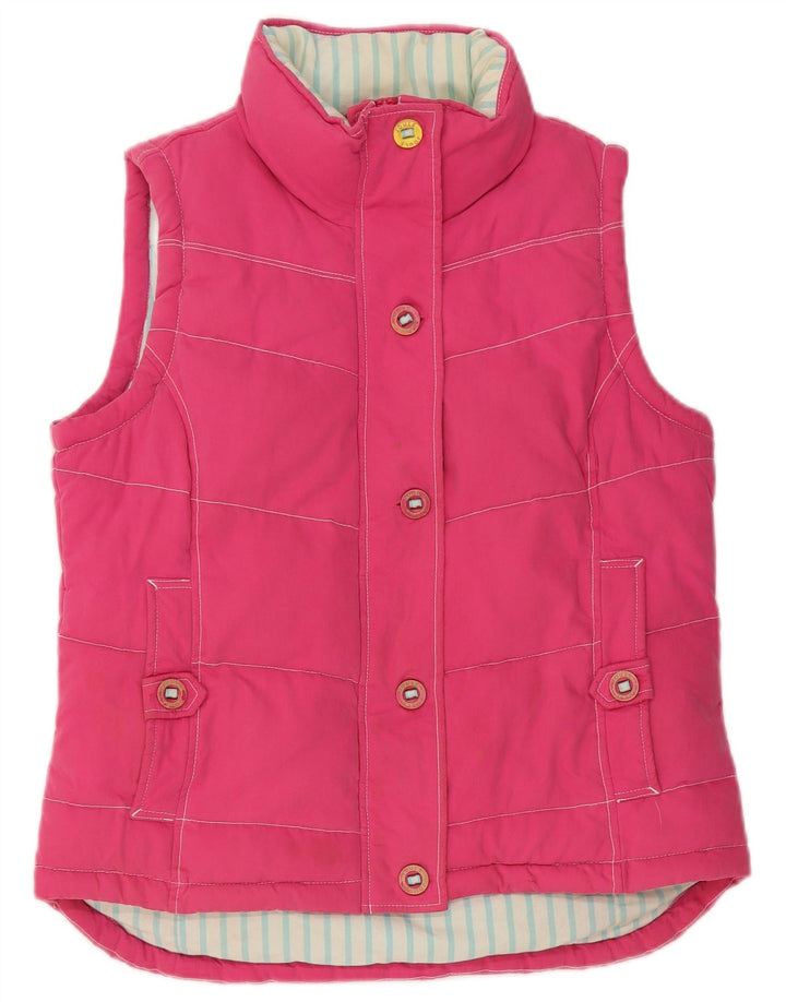 Gilet feminino acolchoado Joules UK 12 médio algodão rosa clássico