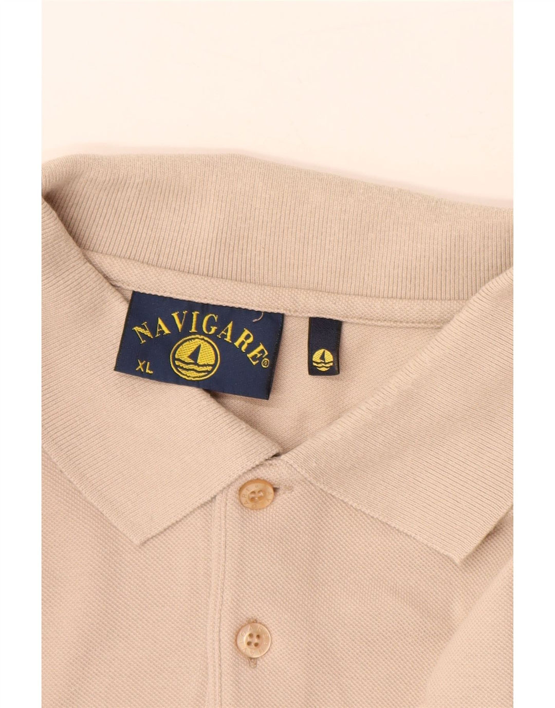 Camisa polo masculina de manga comprida NAVIGARE XL algodão bege
