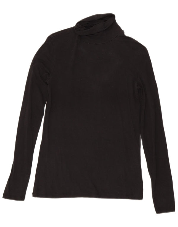 Top feminino Massimo Dutti manga comprida Reino Unido 8 pequeno preto Lyocell