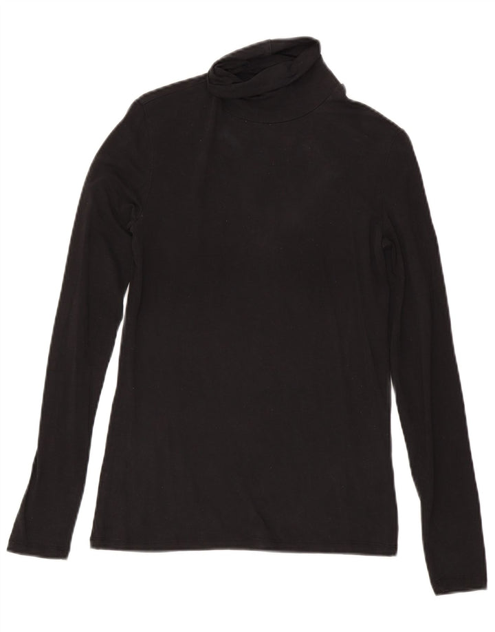 Top feminino Massimo Dutti manga comprida Reino Unido 8 pequeno preto Lyocell