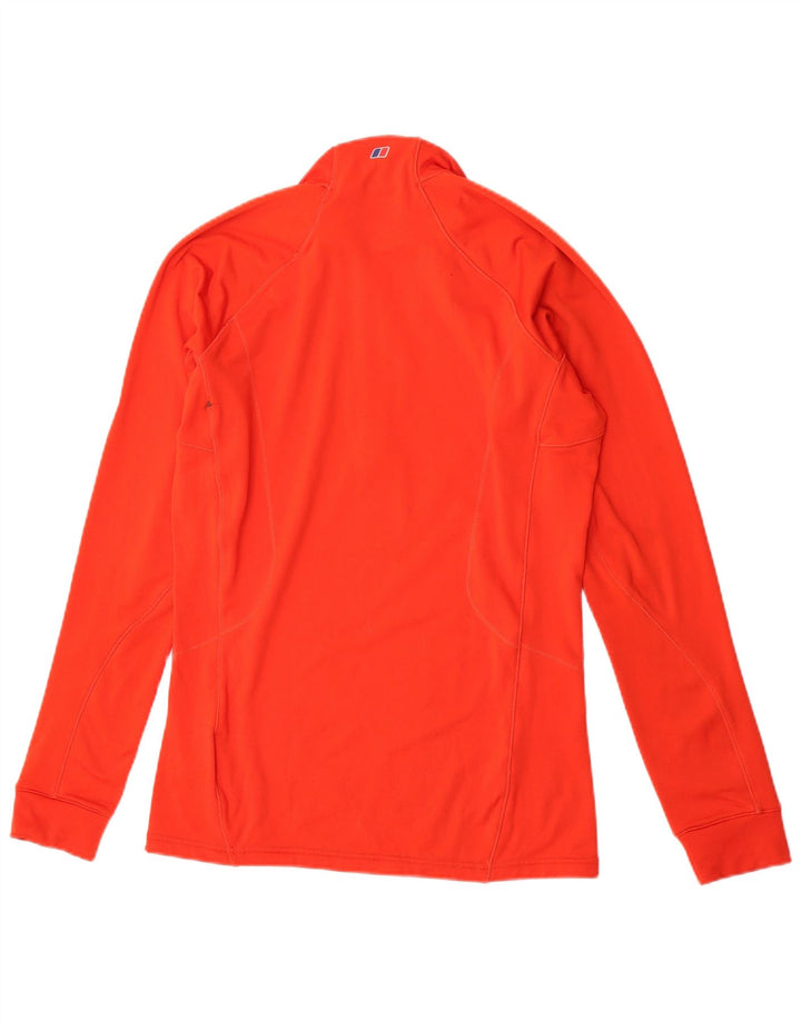 Berghaus Mens Zip Neck Top Manga Longa Médio Laranja Poliéster Esportes