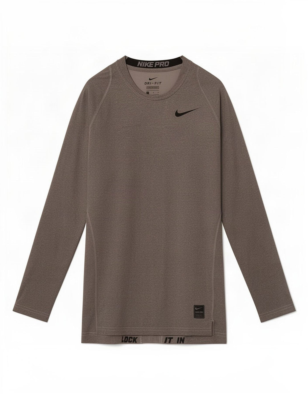 Top feminino Nike Dri Fit manga comprida UK 10 pequeno cinza colorblock poliéster