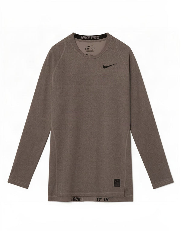 Top feminino Nike Dri Fit manga comprida UK 10 pequeno cinza colorblock poliéster