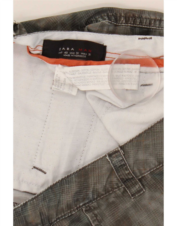 Zara Mens Cargo Shorts EU 40 Médio W31 Algodão Cáqui