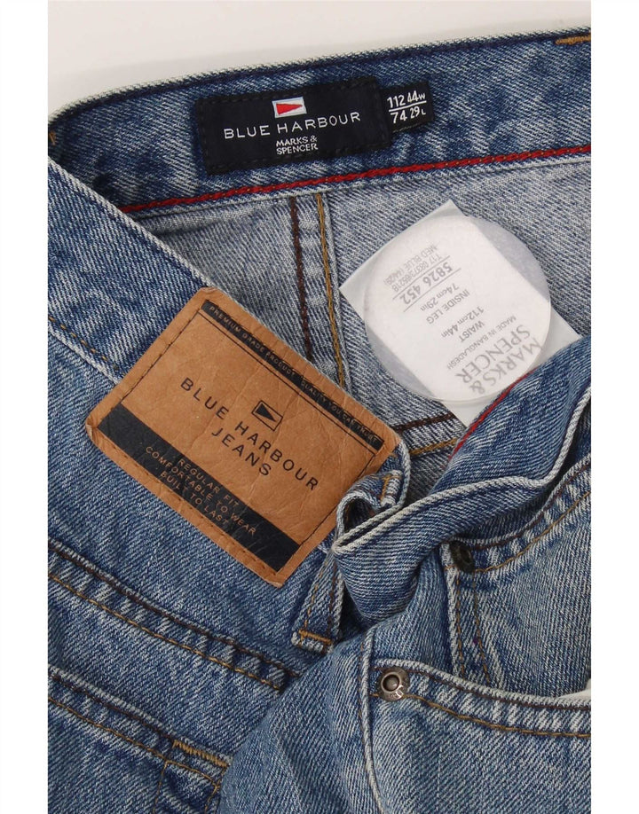 Calça jeans reta masculina Marks & Spencer Blue Harbor W44 L29 algodão