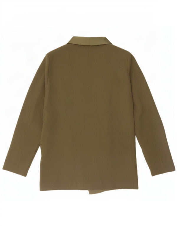 Jaqueta blazer feminina Topshop com peito duplo Reino Unido 6 XS cáqui poliéster