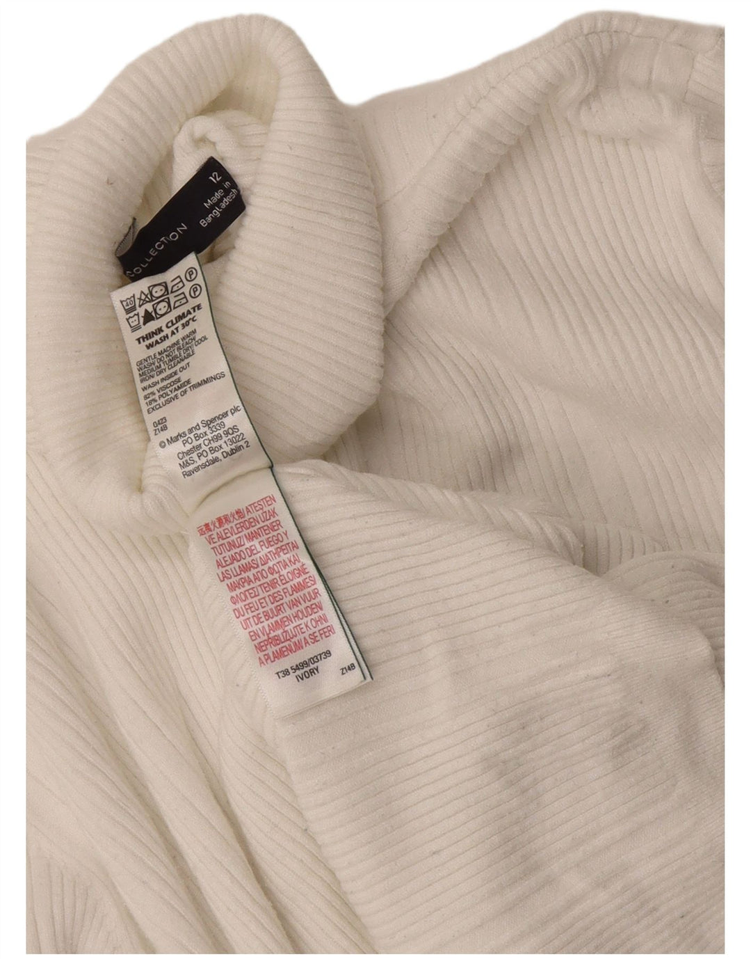 Suéter feminino Marks & Spencer com gola redonda e viscose branca média Reino Unido 12