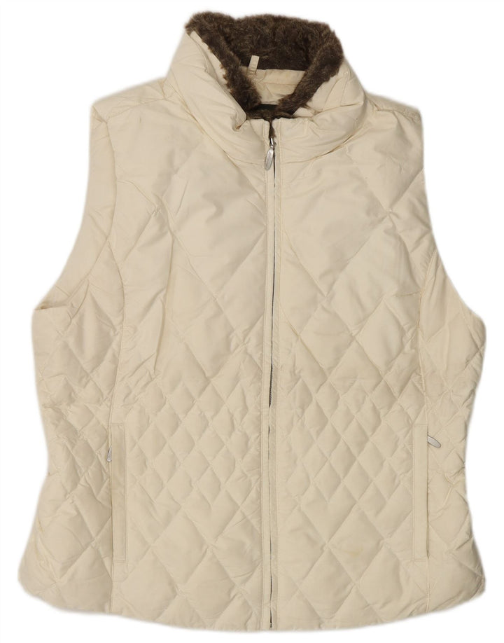 Colete acolchoado feminino Eddie Bauer UK 16 grande poliéster branco