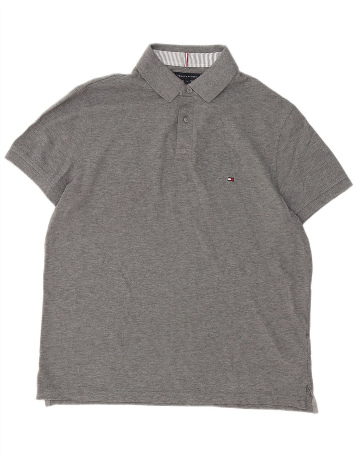 Camisa polo masculina Tommy Hilfiger algodão cinza médio