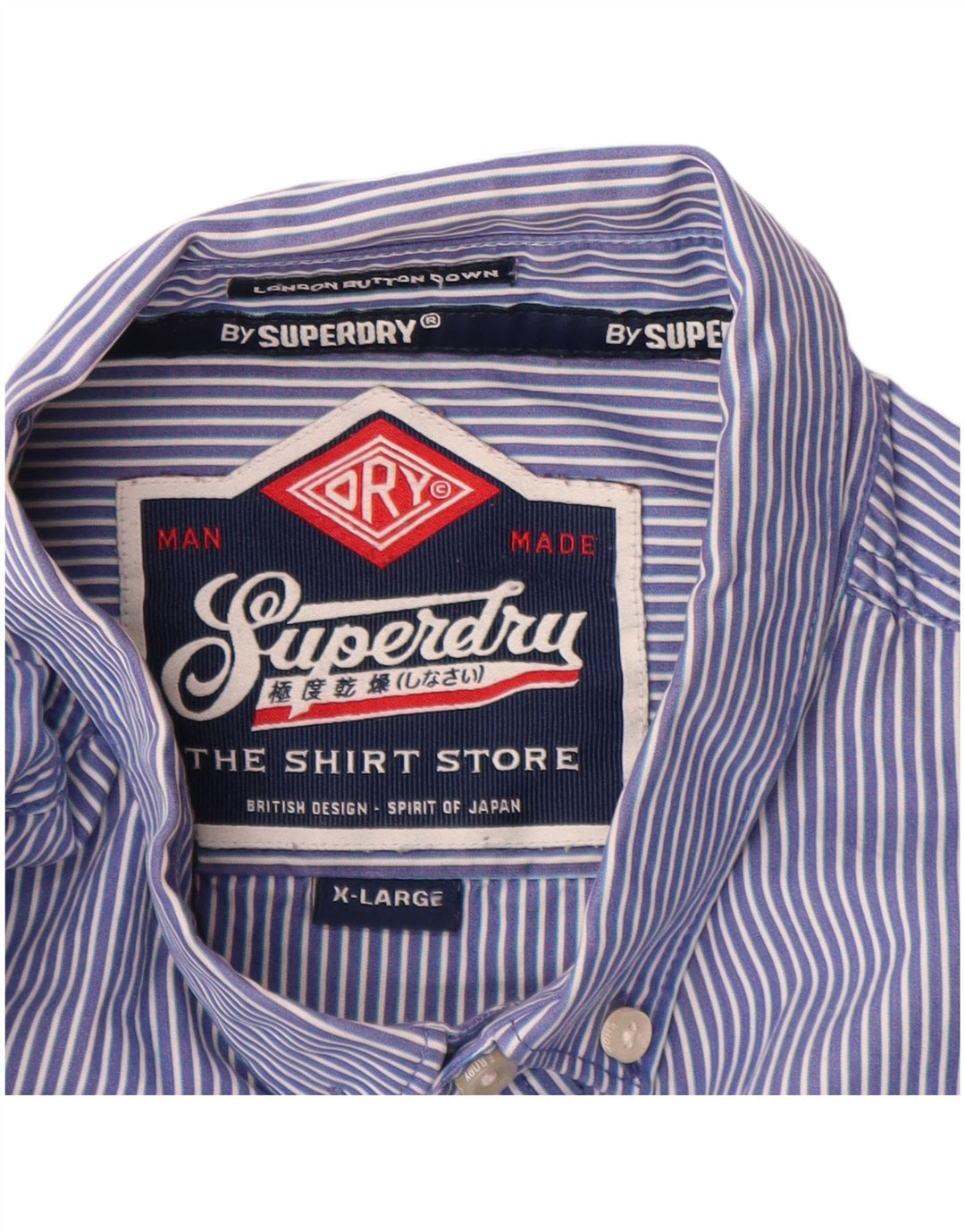 Camisa masculina Superdry XL listrada azul algodão