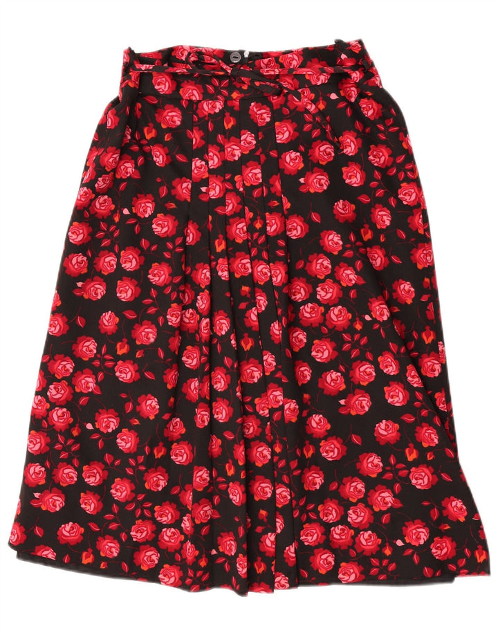 Saia feminina vintage linha A W28 floral vermelho médio