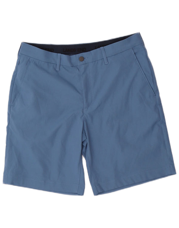 LANDS END Mens Chino Shorts W34 Grande Poliéster Azul