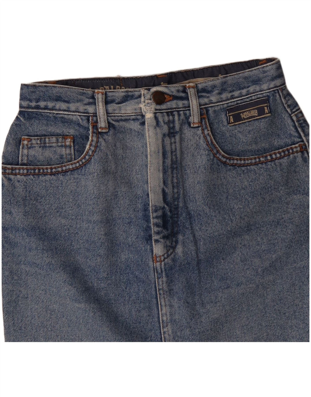 Mini saia jeans feminina vintage W26 pequena azul