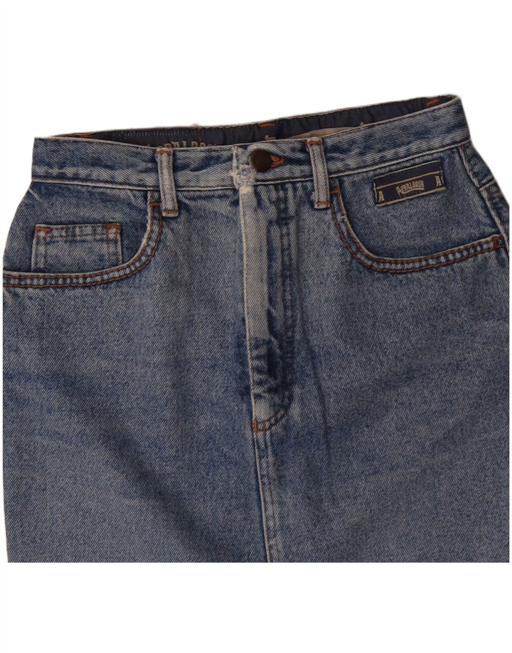 Mini saia jeans feminina vintage W26 pequena azul