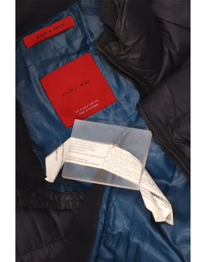 Zara Colete acolchoado masculino UK 38 poliéster azul marinho médio