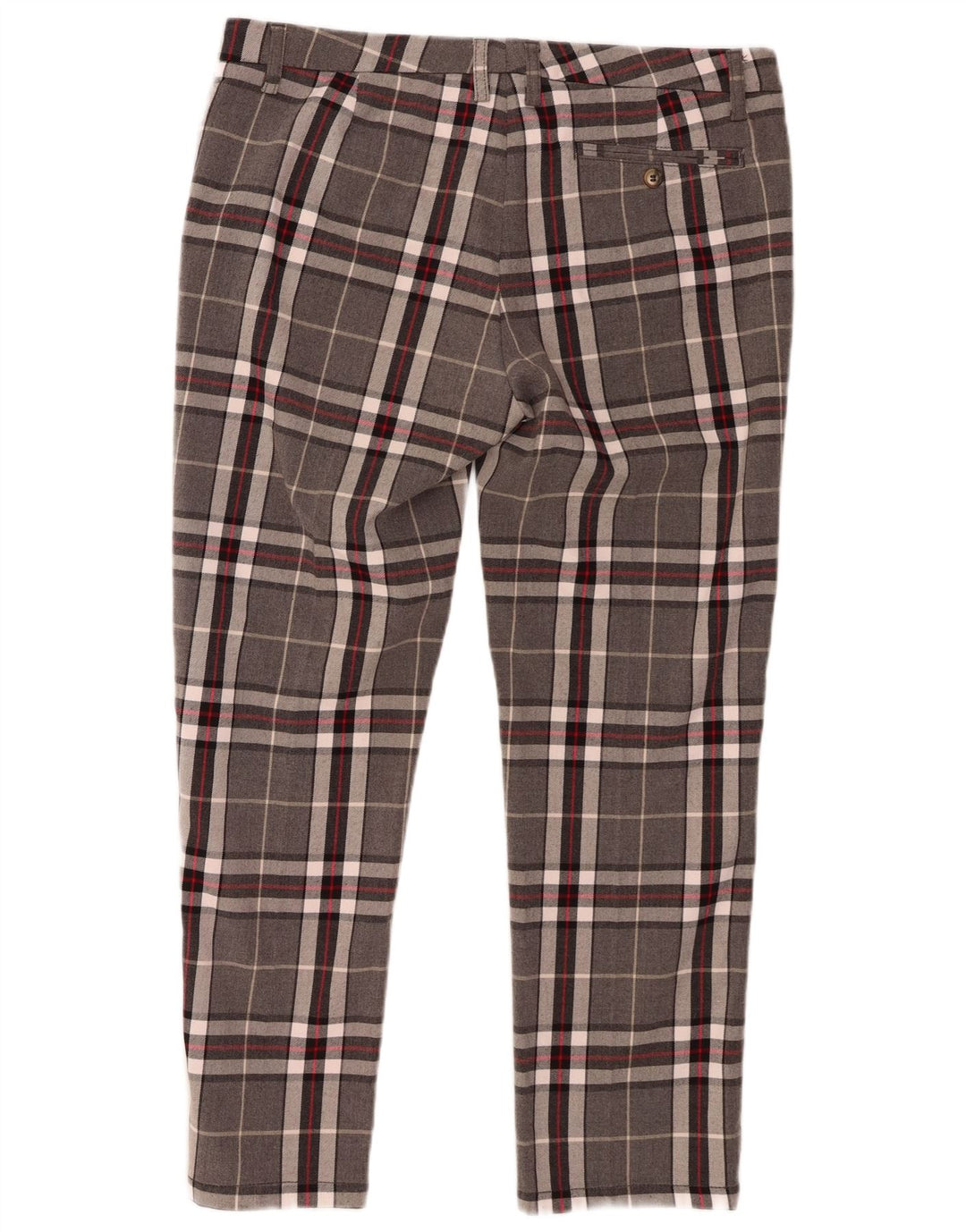 MARLBORO CLASSICS Calça feminina reta casual W34 L27 xadrez cinza