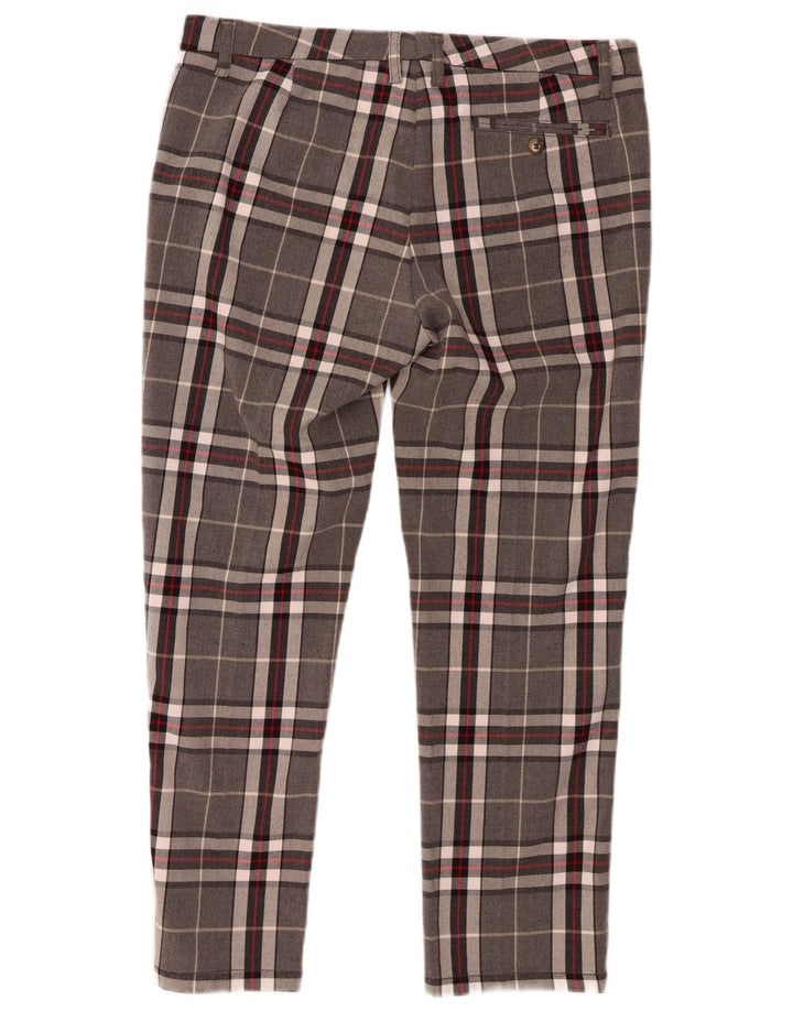 MARLBORO CLASSICS Calça feminina reta casual W34 L27 xadrez cinza
