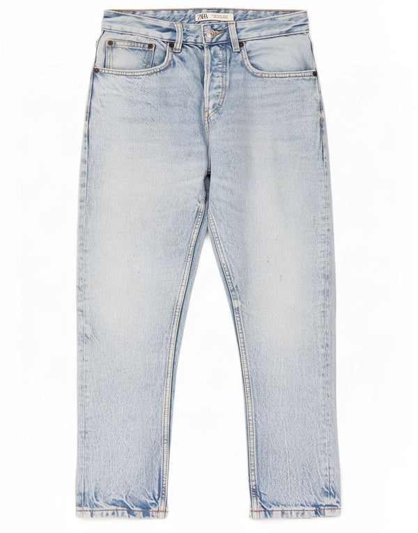 Calça jeans reta feminina Zara EU 36 XS W29 L26 azul