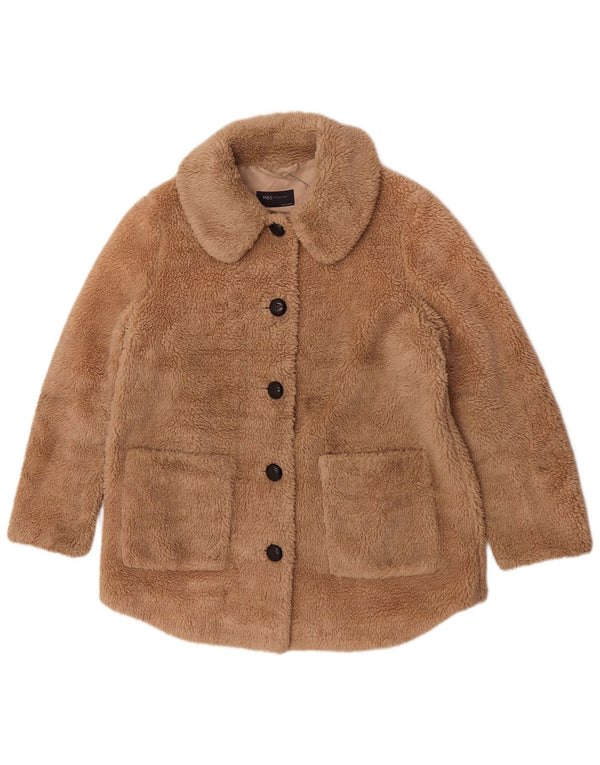 Jaqueta feminina Marks & Spencer Teddy Bear Fleece Reino Unido 14 grande poliéster bege