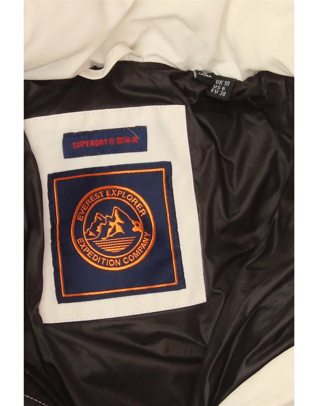 Jaqueta acolchoada com capuz superdimensionada feminina Superdry UK 10 poliéster branco pequeno