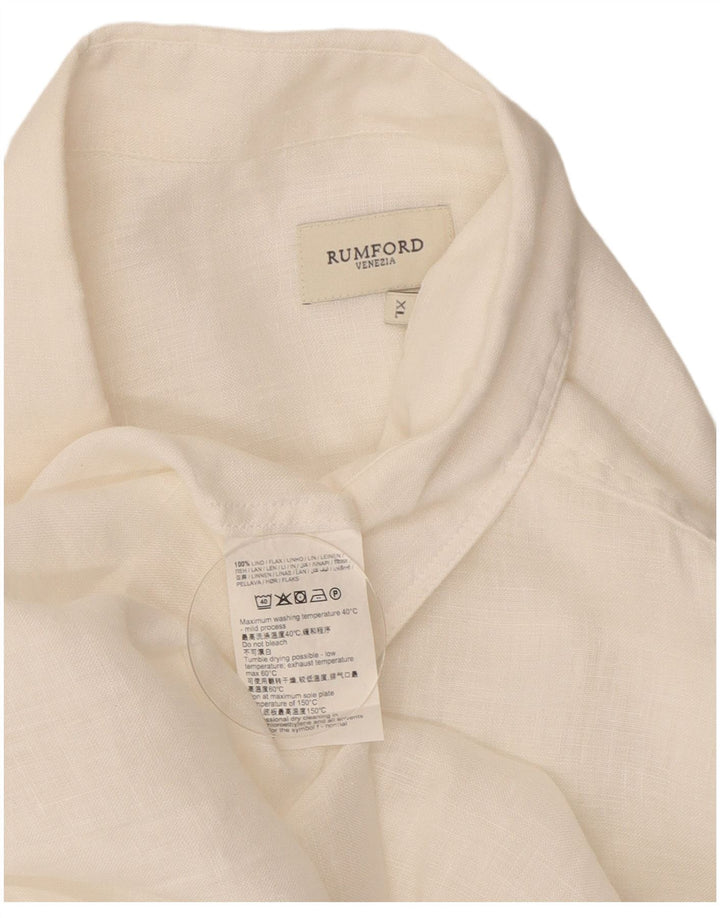 Camisa masculina vintage de manga curta XL linho branco