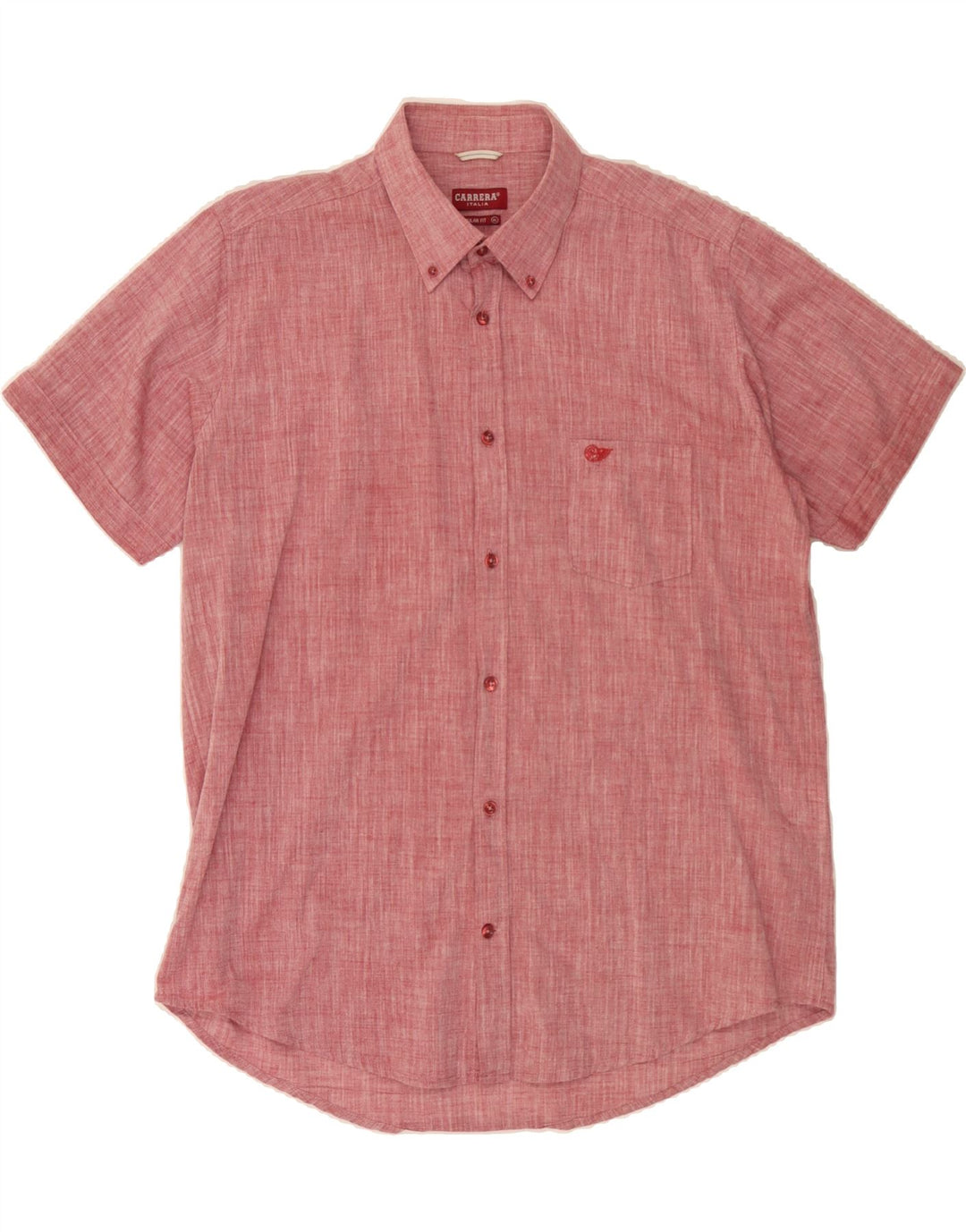 CARRERA Mens Regular Fit Short Sleeve Shirt XL Pink Flecked Cotton Vintage Carrera and Second-Hand Carrera from Messina Hembry 