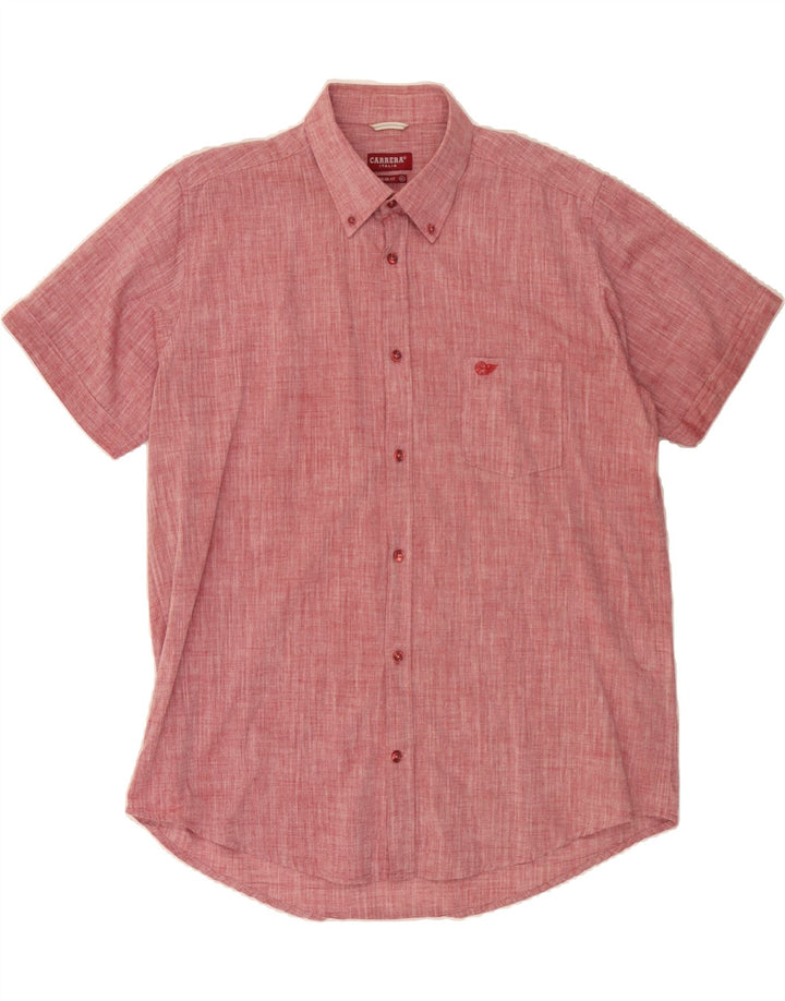 CARRERA Mens Regular Fit Short Sleeve Shirt XL Pink Flecked Cotton Vintage Carrera and Second-Hand Carrera from Messina Hembry 