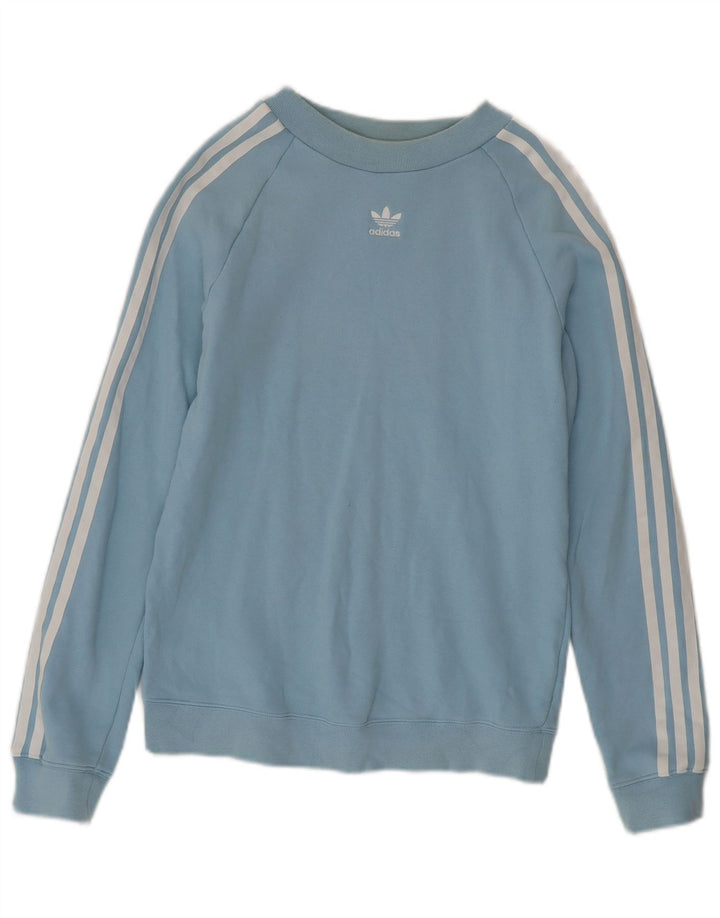 Adidas Womens Sweatshirt Jumper UK 10 Pequeno Azul Algodão