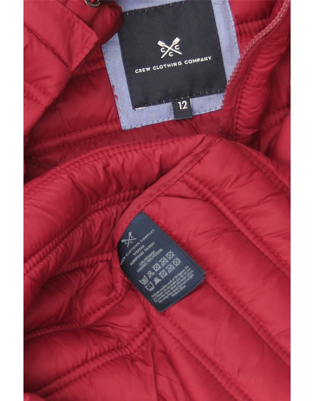 Jaqueta acolchoada com capuz feminina Crew Clothing UK 12 poliamida vermelha média