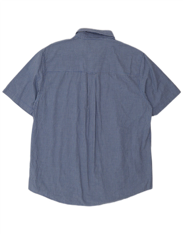 Camisa masculina de manga curta Chaps grande algodão xadrez azul
