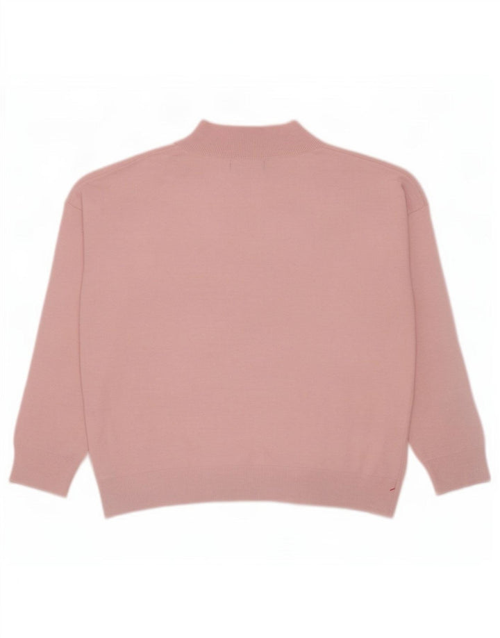 Suéter feminino Marks & Spencer grande com decote em V Reino Unido 14 médio rosa