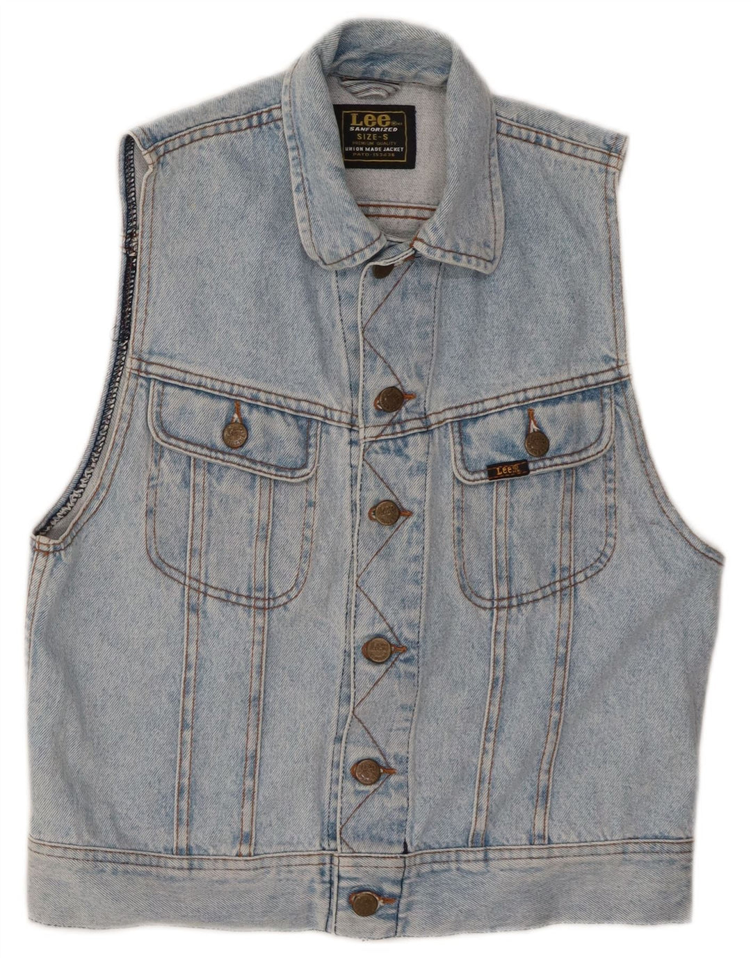 Colete jeans masculino Lee UK 36 pequeno algodão azul
