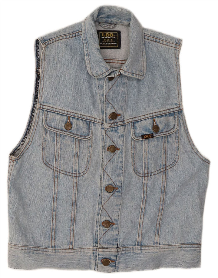 Colete jeans masculino Lee UK 36 pequeno algodão azul