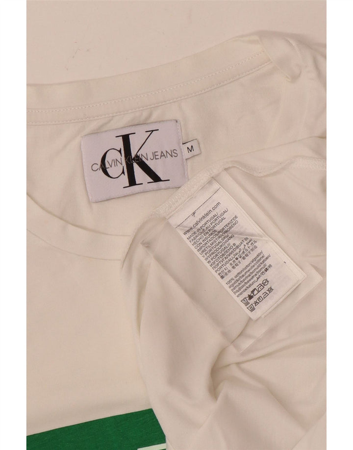Calvin Klein Jeans Camiseta masculina gráfica Top médio algodão branco
