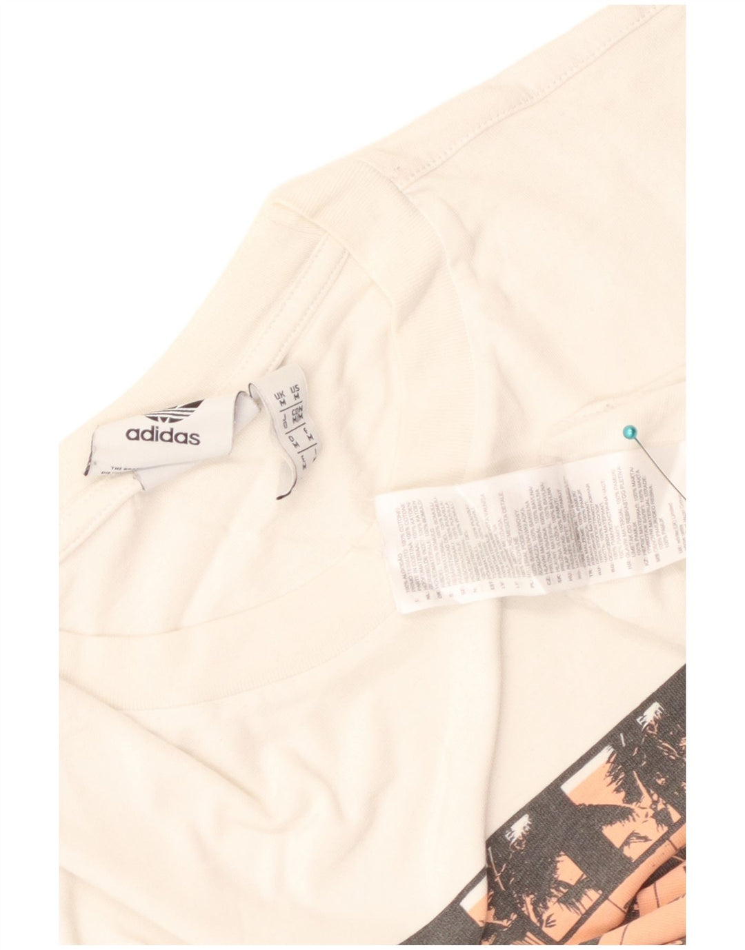 Adidas Mens Graphic T-Shirt Top Médio Algodão Branco