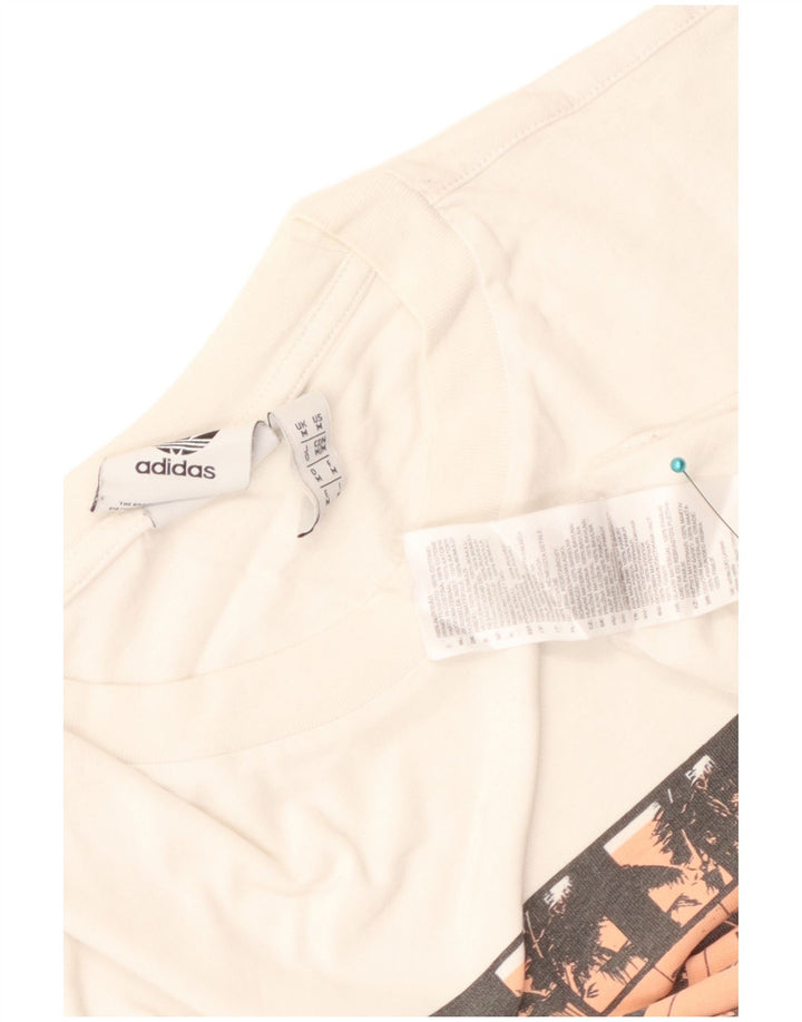 Adidas Mens Graphic T-Shirt Top Médio Algodão Branco