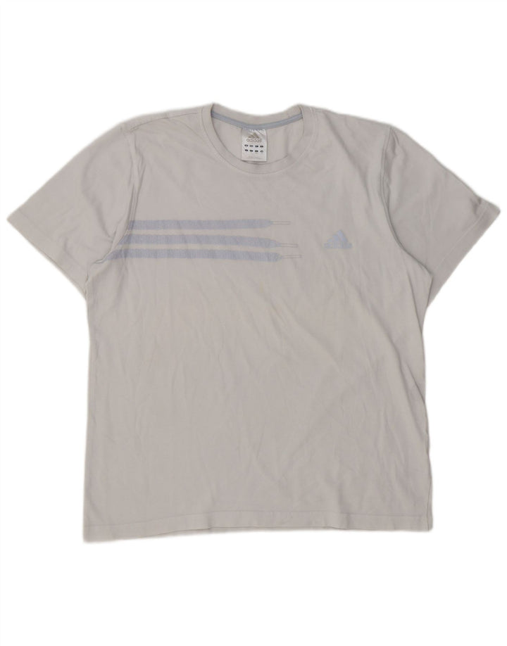 Adidas Mens Camiseta Top Grande Algodão Azul