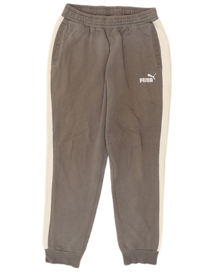 Calça esportiva masculina Puma Joggers cinza médio algodão colorblock