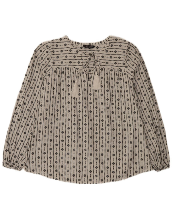 Blusa feminina Marks & Spencer UK 16 grande algodão geométrico branco