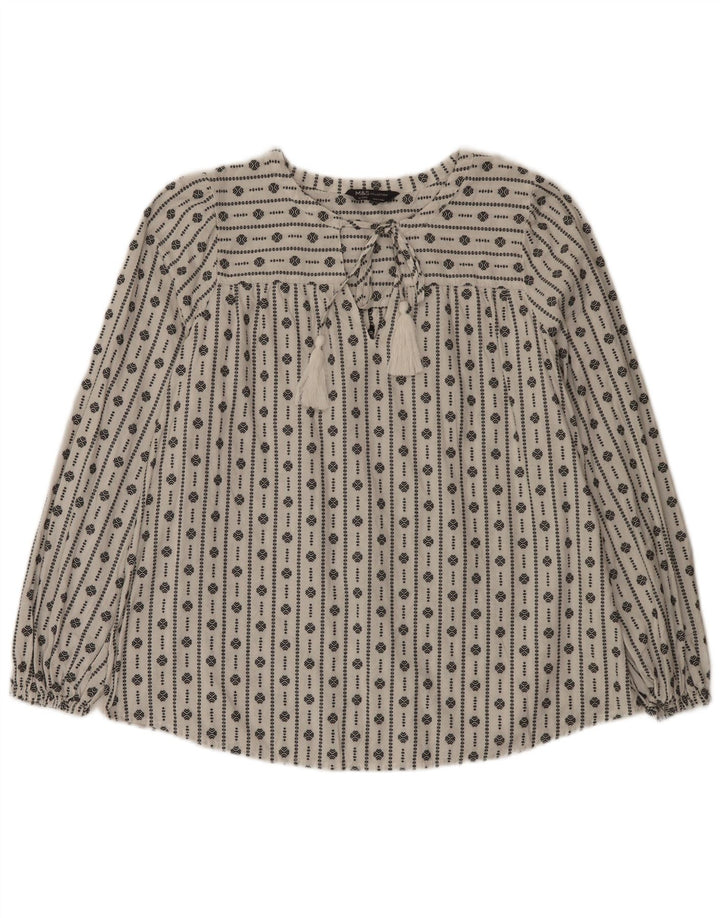 Blusa feminina Marks & Spencer UK 16 grande algodão geométrico branco